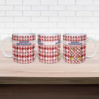 Czech Republic Christmas Ceramic Mug with Red-White Checkered Design, Double-Tailed Lion, and Festive Motif - Wonder Print Shop