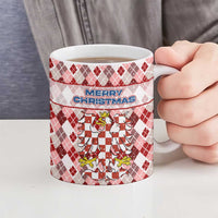 Czech Republic Christmas Ceramic Mug with Red-White Checkered Design, Double-Tailed Lion, and Festive Motif - Wonder Print Shop
