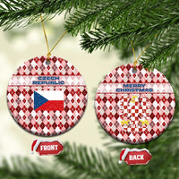 Czech Republic Christmas Ceramic Ornament with Red-White Checkered Design, Double-Tailed Lion, and Festive Motif - Wonder Print Shop