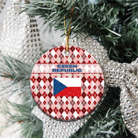 Czech Republic Christmas Ceramic Ornament with Red-White Checkered Design, Double-Tailed Lion, and Festive Motif - Wonder Print Shop