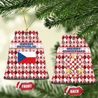 Czech Republic Christmas Ceramic Ornament with Red-White Checkered Design, Double-Tailed Lion, and Festive Motif - Wonder Print Shop