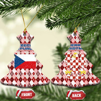 Czech Republic Christmas Ceramic Ornament with Red-White Checkered Design, Double-Tailed Lion, and Festive Motif - Wonder Print Shop