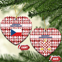 Czech Republic Christmas Ceramic Ornament with Red-White Checkered Design, Double-Tailed Lion, and Festive Motif - Wonder Print Shop
