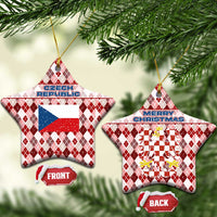 Czech Republic Christmas Ceramic Ornament with Red-White Checkered Design, Double-Tailed Lion, and Festive Motif - Wonder Print Shop