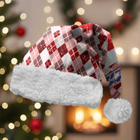 Czech Republic Christmas Santa Hat with Red-White Checkered Design, Double-Tailed Lion, and Festive Motif - Wonder Print Shop