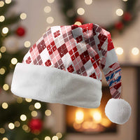 Czech Republic Christmas Santa Hat with Red-White Checkered Design, Double-Tailed Lion, and Festive Motif - Wonder Print Shop