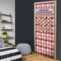 Czech Republic Christmas Door Cover with Red-White Checkered Design, Double-Tailed Lion, and Festive Motif - Wonder Print Shop