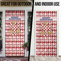 Czech Republic Christmas Door Cover with Red-White Checkered Design, Double-Tailed Lion, and Festive Motif - Wonder Print Shop