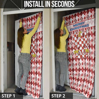 Czech Republic Christmas Door Cover with Red-White Checkered Design, Double-Tailed Lion, and Festive Motif - Wonder Print Shop