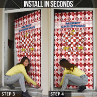 Czech Republic Christmas Door Cover with Red-White Checkered Design, Double-Tailed Lion, and Festive Motif - Wonder Print Shop