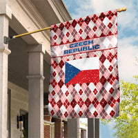 Czech Republic Christmas Garden Flag with Red-White Checkered Design, Double-Tailed Lion, and Festive Motif - Wonder Print Shop
