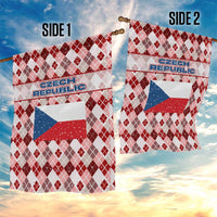 Czech Republic Christmas Garden Flag with Red-White Checkered Design, Double-Tailed Lion, and Festive Motif - Wonder Print Shop