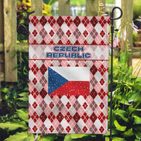 Czech Republic Christmas Garden Flag with Red-White Checkered Design, Double-Tailed Lion, and Festive Motif - Wonder Print Shop