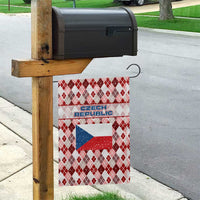 Czech Republic Christmas Garden Flag with Red-White Checkered Design, Double-Tailed Lion, and Festive Motif - Wonder Print Shop