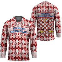 Czech Republic Christmas Hockey Jersey with Red-White Checkered Design, Double-Tailed Lion, and Festive Motif - Wonder Print Shop