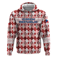 Czech Republic Christmas Hoodie with Red-White Checkered Design, Double-Tailed Lion, and Festive Motif - Wonder Print Shop