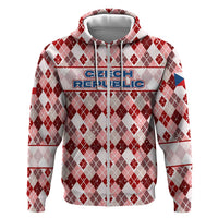 Czech Republic Christmas Hoodie with Red-White Checkered Design, Double-Tailed Lion, and Festive Motif - Wonder Print Shop