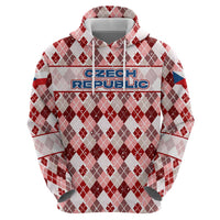 Czech Republic Christmas Hoodie with Red-White Checkered Design, Double-Tailed Lion, and Festive Motif - Wonder Print Shop