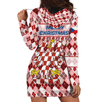Czech Republic Christmas Hoodie Dress with Red-White Checkered Design, Double-Tailed Lion, and Festive Motif - Wonder Print Shop