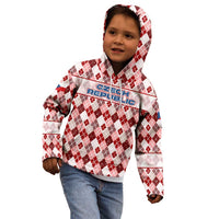 Czech Republic Christmas Kid Hoodie with Red-White Checkered Design, Double-Tailed Lion, and Festive Motif - Wonder Print Shop