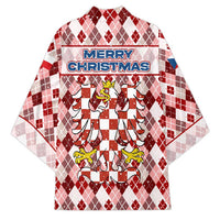 Czech Republic Christmas Kimono with Red-White Checkered Design, Double-Tailed Lion, and Festive Motif - Wonder Print Shop