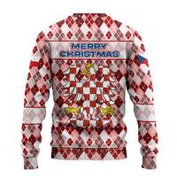 Czech Republic Christmas Ugly Christmas Sweater with Red-White Checkered Design, Double-Tailed Lion, and Festive Motif - Wonder Print Shop
