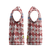 Czech Republic Christmas Knitted V-Neck Vest with Red-White Checkered Design, Double-Tailed Lion, and Festive Motif - Wonder Print Shop