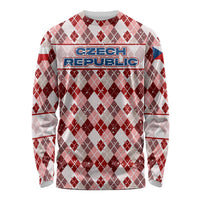 Czech Republic Christmas Long Sleeve Shirt with Red-White Checkered Design, Double-Tailed Lion, and Festive Motif - Wonder Print Shop