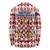 Czech Republic Christmas Long Sleeve Shirt with Red-White Checkered Design, Double-Tailed Lion, and Festive Motif - Wonder Print Shop