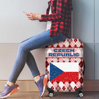Czech Republic Christmas Luggage Cover with Red-White Checkered Design, Double-Tailed Lion, and Festive Motif - Wonder Print Shop