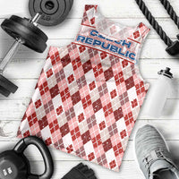 Czech Republic Christmas Men Tank Top with Red-White Checkered Design, Double-Tailed Lion, and Festive Motif - Wonder Print Shop