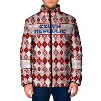 Czech Republic Christmas Padded Jacket with Red-White Checkered Design, Double-Tailed Lion, and Festive Motif - Wonder Print Shop