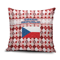 Czech Republic Christmas Pillow Cover with Red-White Checkered Design, Double-Tailed Lion, and Festive Motif - Wonder Print Shop