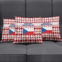 Czech Republic Christmas Pillow Cover with Red-White Checkered Design, Double-Tailed Lion, and Festive Motif - Wonder Print Shop