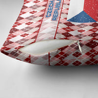 Czech Republic Christmas Pillow Cover with Red-White Checkered Design, Double-Tailed Lion, and Festive Motif - Wonder Print Shop