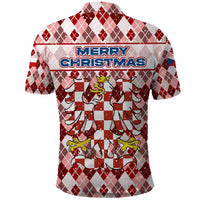 Czech Republic Christmas Polo Shirt with Red-White Checkered Design, Double-Tailed Lion, and Festive Motif - Wonder Print Shop