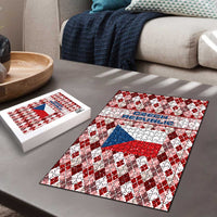 Czech Republic Christmas Puzzle with Red-White Checkered Design, Double-Tailed Lion, and Festive Motif - Wonder Print Shop