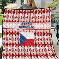 Czech Republic Christmas Quilt with Red-White Checkered Design, Double-Tailed Lion, and Festive Motif - Wonder Print Shop