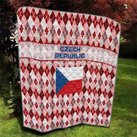 Czech Republic Christmas Quilt with Red-White Checkered Design, Double-Tailed Lion, and Festive Motif - Wonder Print Shop