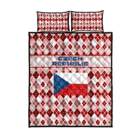 Czech Republic Christmas Quilt Bed Set with Red-White Checkered Design, Double-Tailed Lion, and Festive Motif - Wonder Print Shop