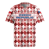 Czech Republic Christmas Rugby Jersey with Red-White Checkered Design, Double-Tailed Lion, and Festive Motif - Wonder Print Shop