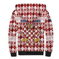 Czech Republic Christmas Sherpa Hoodie with Red-White Checkered Design, Double-Tailed Lion, and Festive Motif - Wonder Print Shop