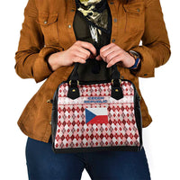 Czech Republic Christmas Shoulder Handbag with Red-White Checkered Design, Double-Tailed Lion, and Festive Motif - Wonder Print Shop