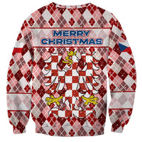 Czech Republic Christmas Sweatshirt with Red-White Checkered Design, Double-Tailed Lion, and Festive Motif - Wonder Print Shop