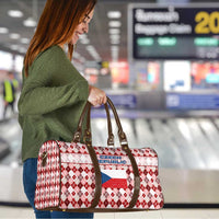 Czech Republic Christmas Travel Bag with Red-White Checkered Design, Double-Tailed Lion, and Festive Motif - Wonder Print Shop