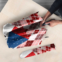 Czech Republic Christmas Umbrella with Red-White Checkered Design, Double-Tailed Lion, and Festive Motif - Wonder Print Shop