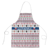 Czech Republic Christmas Apron with Folk Embroidery Design, National Coat of Arms, and Festive Motif - Wonder Print Shop