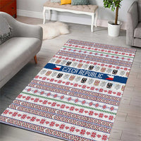 Czech Republic Christmas Area Rug with Folk Embroidery Design, National Coat of Arms, and Festive Motif - Wonder Print Shop