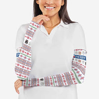 Czech Republic Christmas Arm Sleeves with Folk Embroidery Design, National Coat of Arms, and Festive Motif - Wonder Print Shop