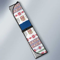 Czech Republic Christmas Auto Sun Shade with Folk Embroidery Design, National Coat of Arms, and Festive Motif - Wonder Print Shop